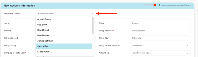 Associate with an existing Contact