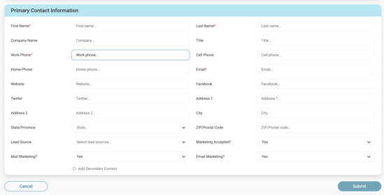 Create PRimary Contact