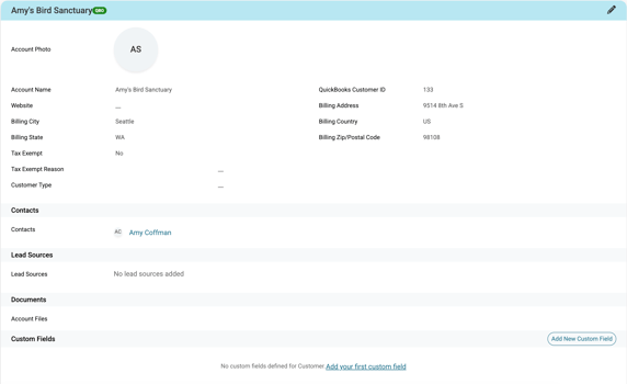 Customer Account Detail Page