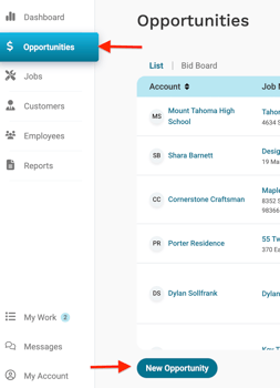 adding from opportunities list