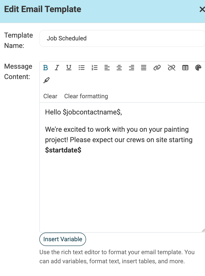 workglue email template example using variables